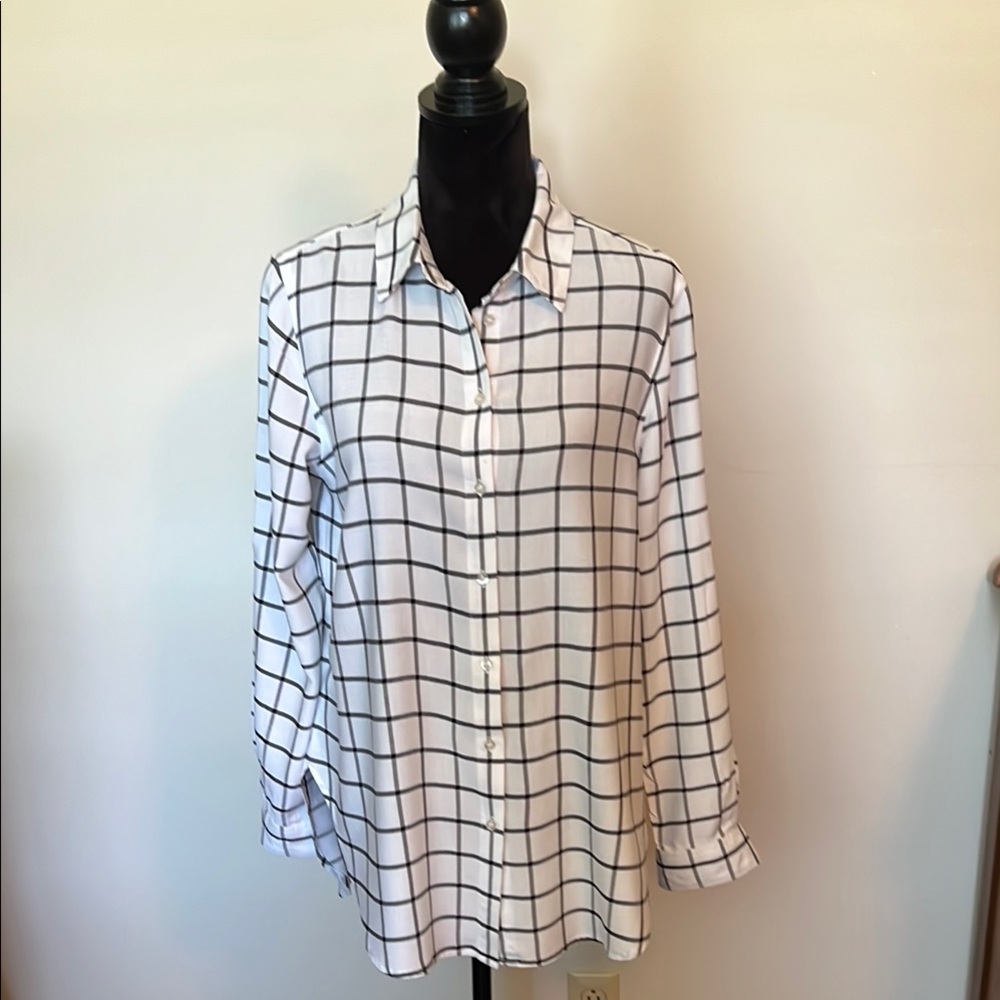Calvin Klein White and Black Checkered Tunic Size SP